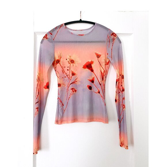 Miaou Power Mesh Long Sleeve Tee in Sunrise size XS - Picture 1 of 7